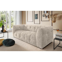 2,5-SITZER Struktur Creme  - Creme/Schwarz, Design, Kunststoff/Textil (218/72/95cm) - Livetastic