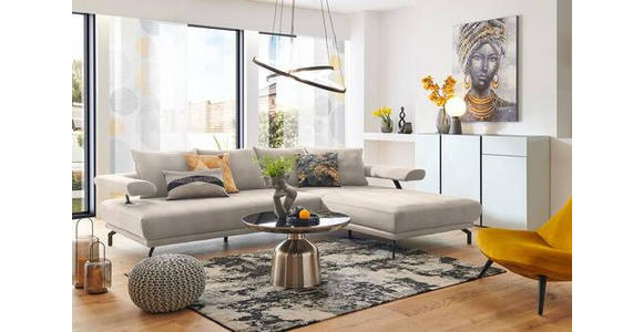 ECKSOFA in Mikrofaser Creme 305/224 cm - Creme/Schwarz, Design, Textil/Metall (305/224cm) - Dieter Knoll