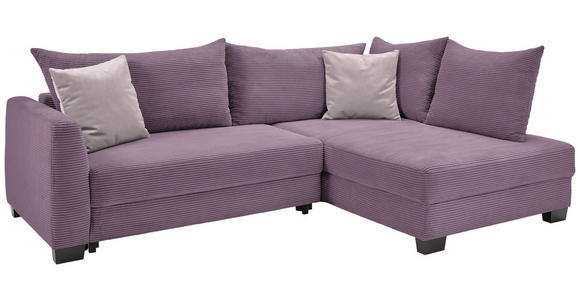 ECKSOFA in Cord Violett  - Violett/Schwarz, KONVENTIONELL, Holz/Textil (267/181cm) - Carryhome