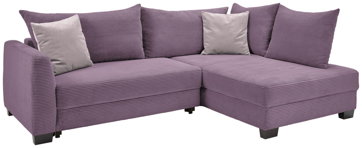 CANAPÉ D'ANGLE in Cord Violett  - Violett/Schwarz, Konventionell, Holz/Textil (267/181cm) - Carryhome