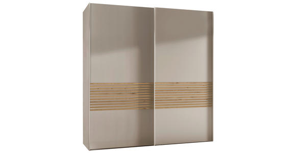 SCHWEBETÜRENSCHRANK 200/236/67 cm 2-türig Champagner, Eiche Bianco  - Eiche Bianco/Champagner, Design, Holzwerkstoff/Metall (200/236/67cm) - Novel