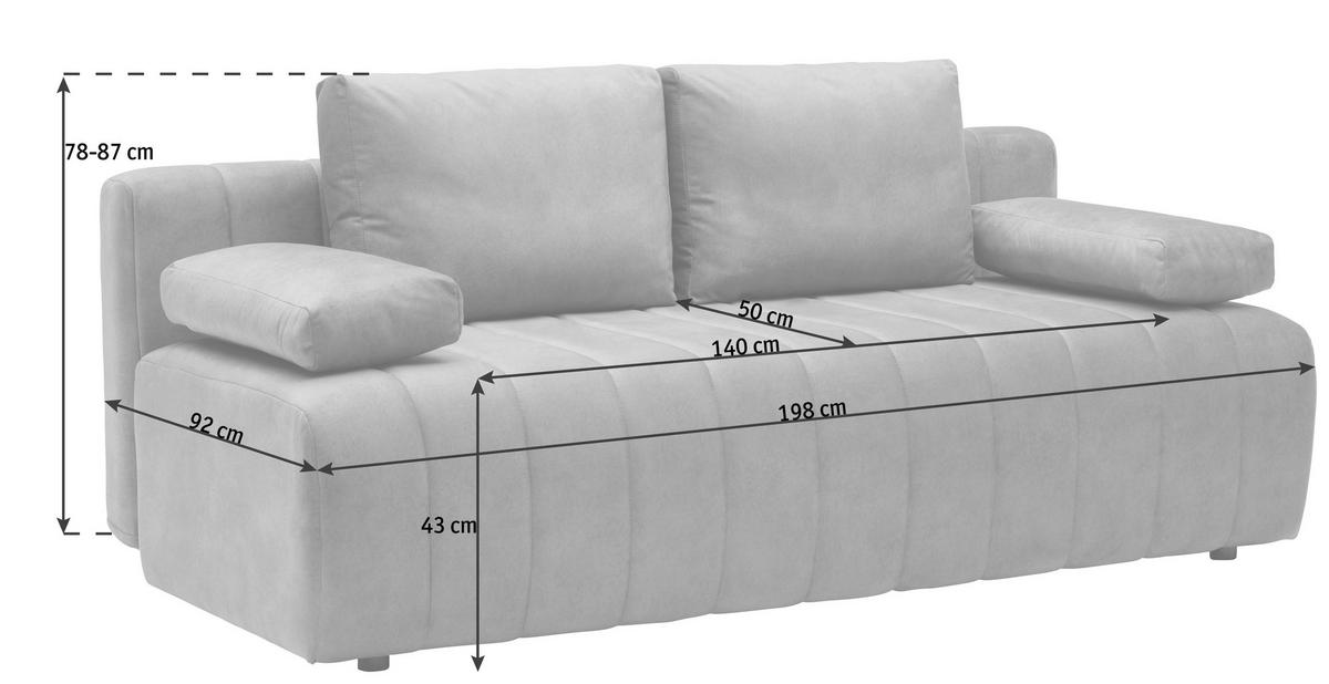 SCHLAFSOFA in Flachgewebe Gelb  - Gelb/Schwarz, MODERN, Kunststoff/Textil (194/78-87/92cm) - Xora