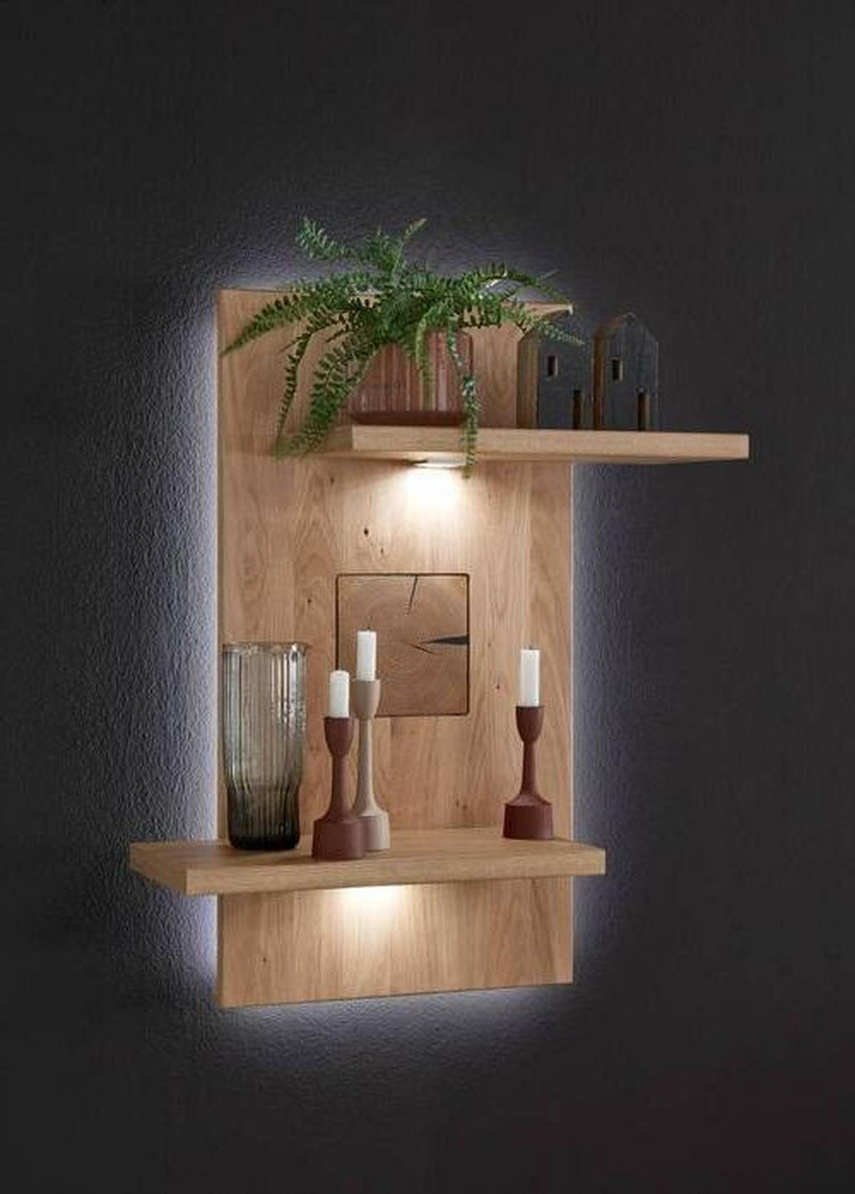 WOHNWAND  in Alteiche  317,1/171/50,2 cm  - Alteiche/Silberfarben, KONVENTIONELL, Glas/Holz (317,1/171/50,2cm) - Livetastic