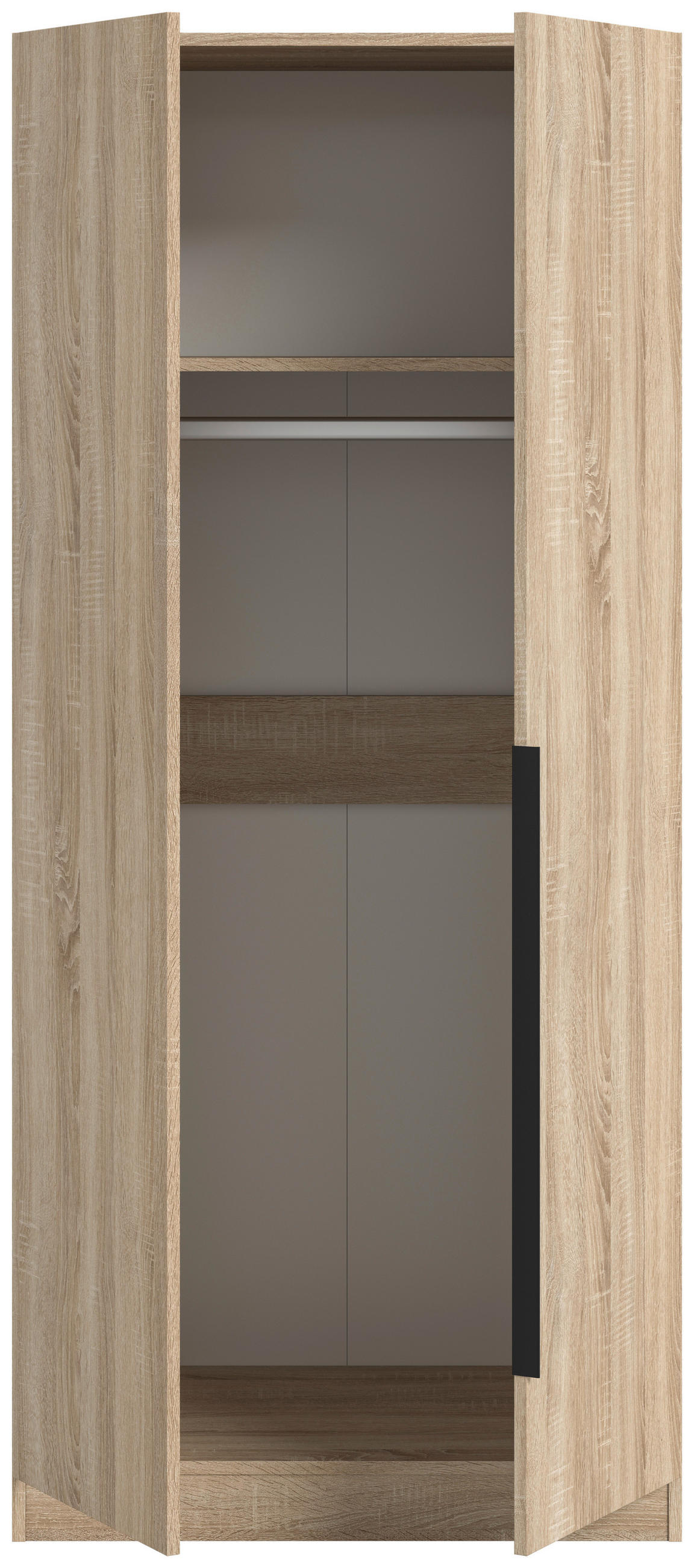 DREHTÜRENSCHRANK 80/181/52 cm,  in Sonoma Eiche, 2-türig  - Schwarz/Sonoma Eiche, MODERN, Holzwerkstoff/Kunststoff (80/181/52cm) - MID.YOU