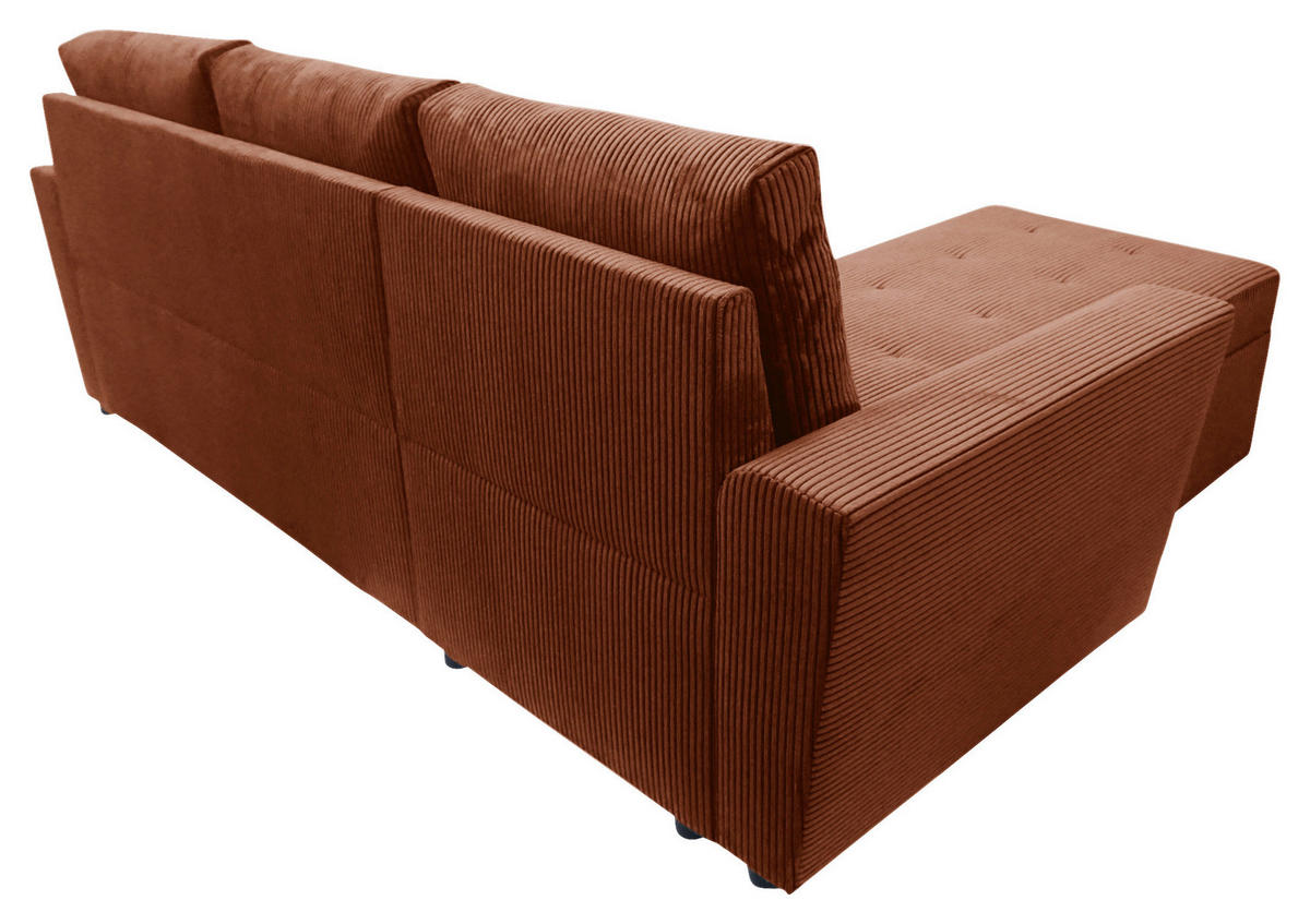 ECKSOFA TERMOLI in Cord Rostfarben  155/231 cm  - Rostfarben/Schwarz, Design, Kunststoff/Textil (155/231cm) - MID.YOU
