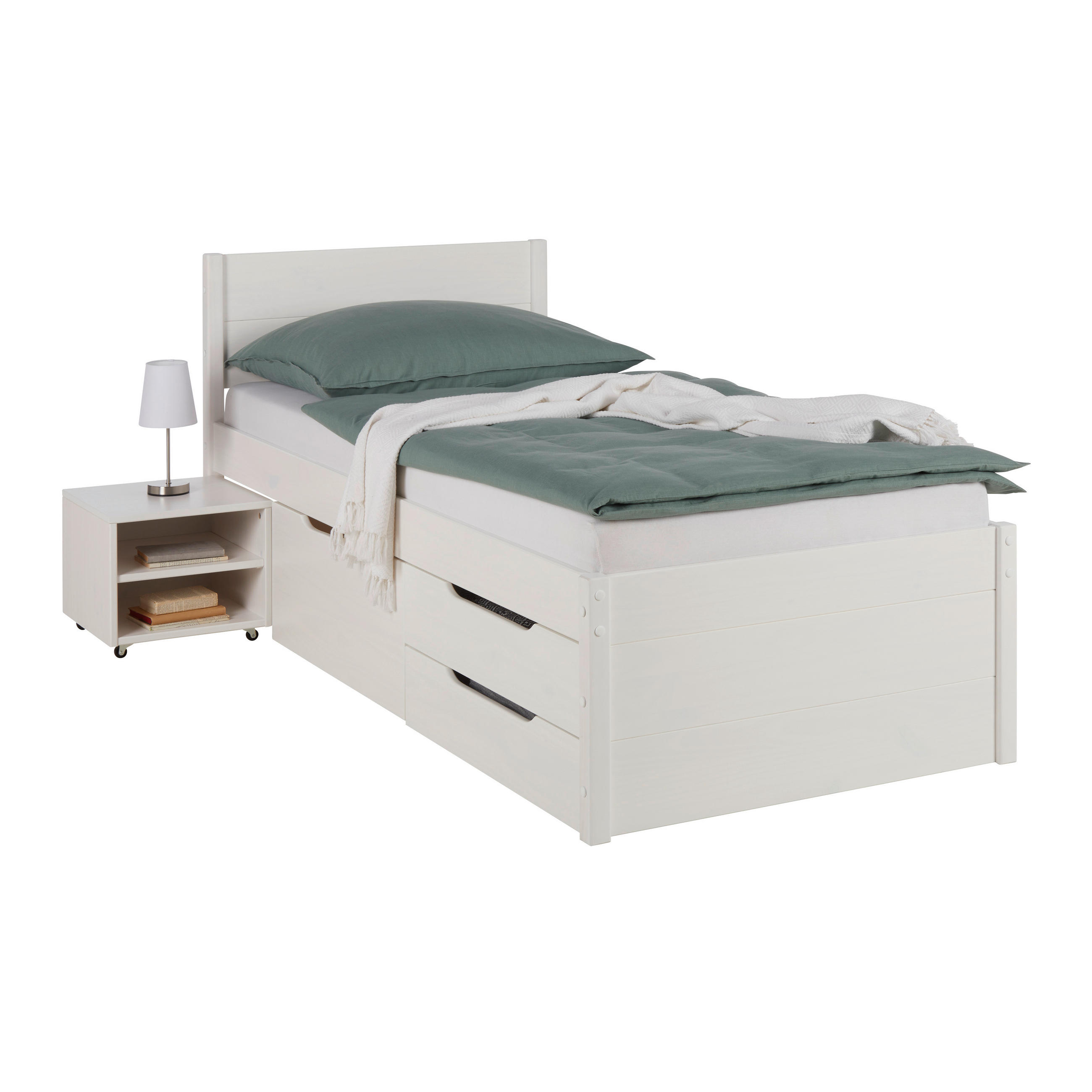 POSTEĽ S ÚLOŽNÝM PRIESTOROM, 90/200 cm biela - biela/prírodná farba, Konventionell, drevo (90/200cm) - Zandiara