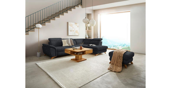 ECKSOFA in Bouclé Schwarz  287/212 cm  - Eichefarben/Schwarz, MODERN, Holz/Textil (287/212cm) - Valnatura