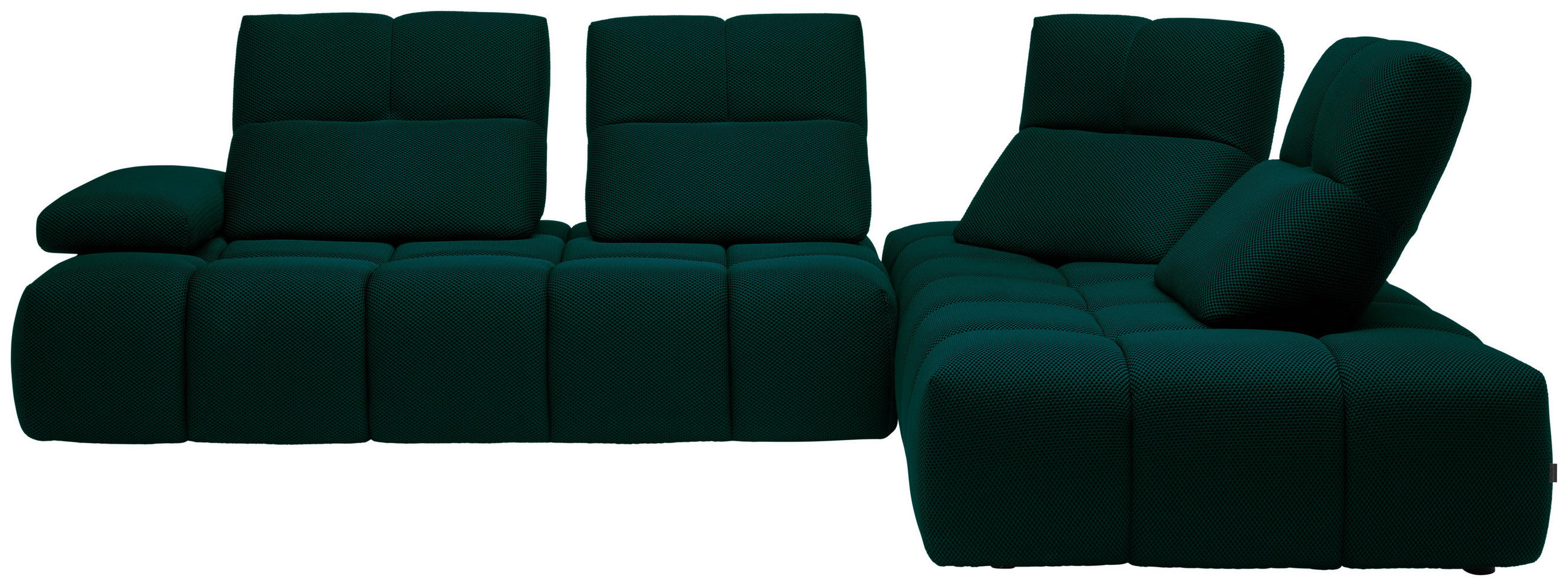 ECKSOFA in Struktur Petrol  - Petrol/Schwarz, Design, Kunststoff/Textil (313/233cm) - Emilio Belluti