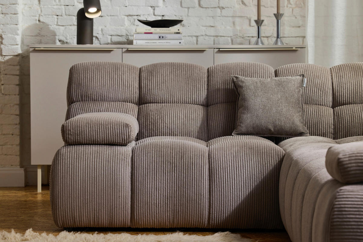 ECKSOFA Braun Cord Rücken echt  - Schwarz/Braun, KONVENTIONELL, Kunststoff/Textil (195/265cm) - Tom Tailor
