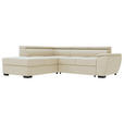 ECKSOFA  in Flachgewebe Beige  - Beige/Schwarz, KONVENTIONELL, Kunststoff/Textil (220/266cm) - Carryhome