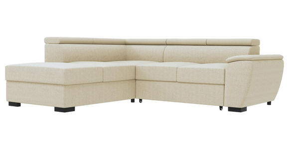ECKSOFA  in Flachgewebe Beige  - Beige/Schwarz, KONVENTIONELL, Kunststoff/Textil (220/266cm) - Carryhome
