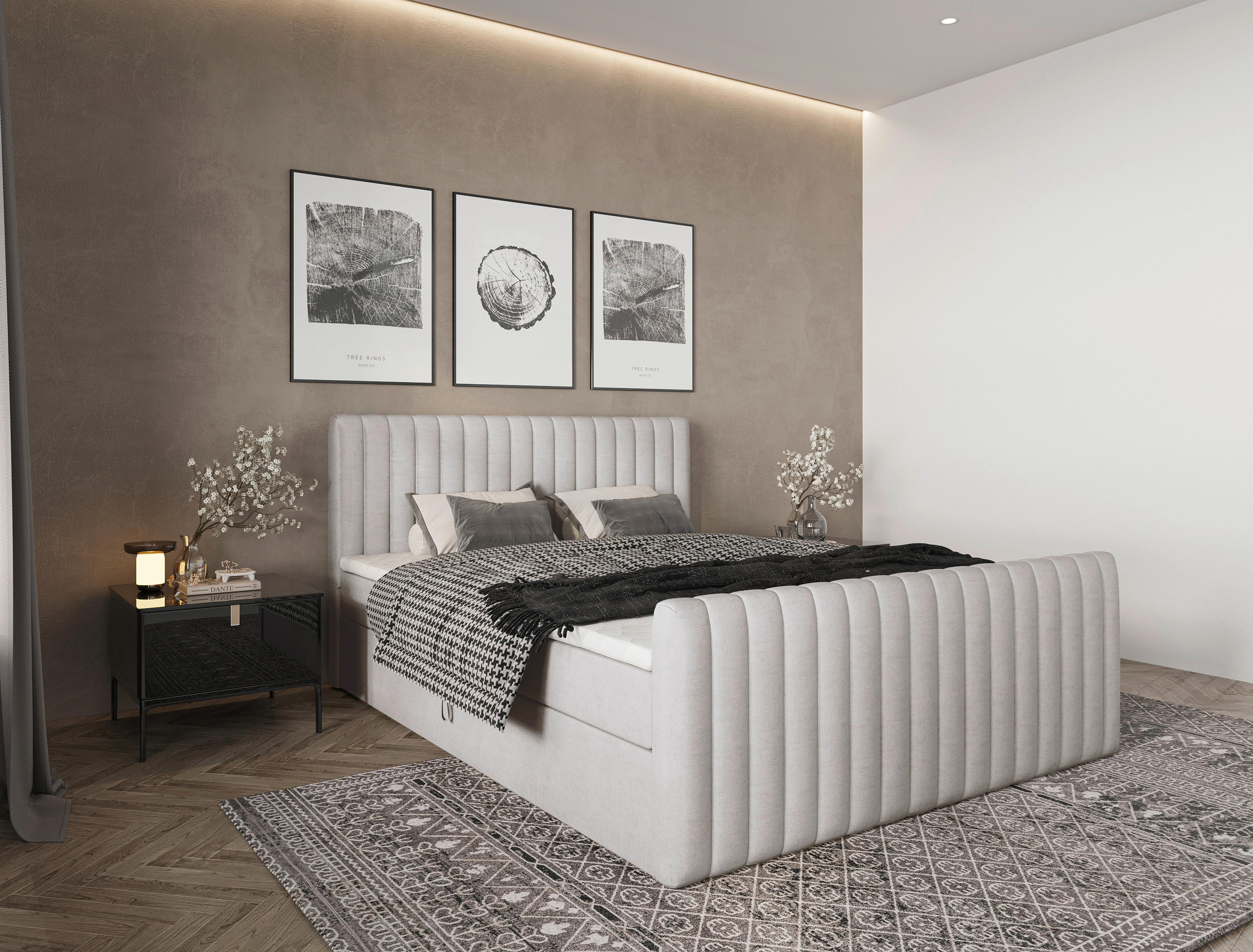 BOXBETT 160/200 cm  in Beige  - Beige/Schwarz, Basics, Kunststoff/Textil (160/200cm) - Carryhome