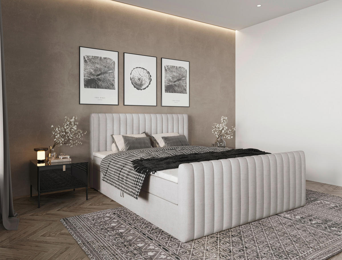 BOXBETT 160/200 cm  in Beige  - Beige/Schwarz, Basics, Kunststoff/Textil (160/200cm) - Carryhome