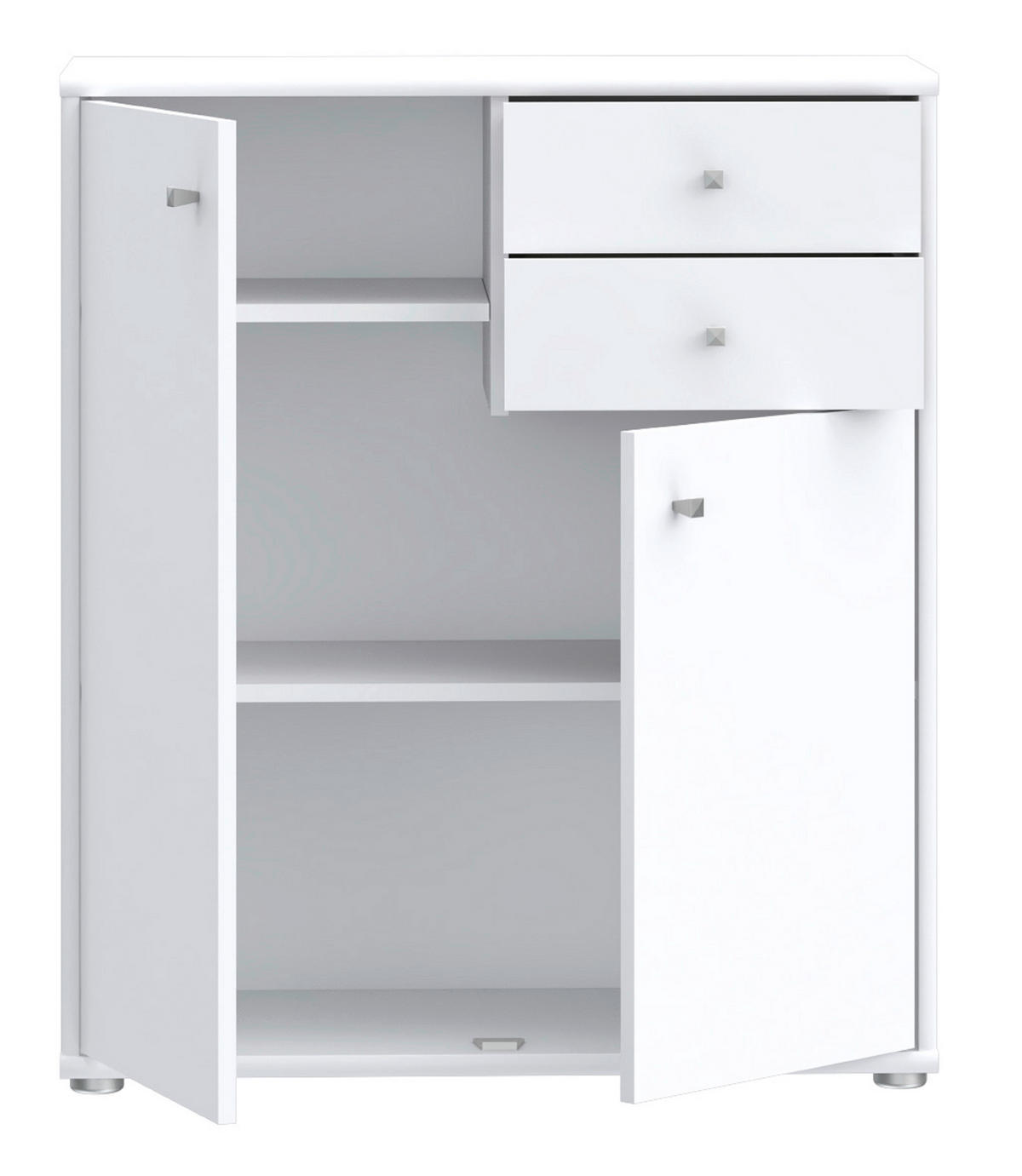 KOMMODE  in Weiss  - Weiss/Alufarben, Design, Holzwerkstoff (73,7/85,5cm)