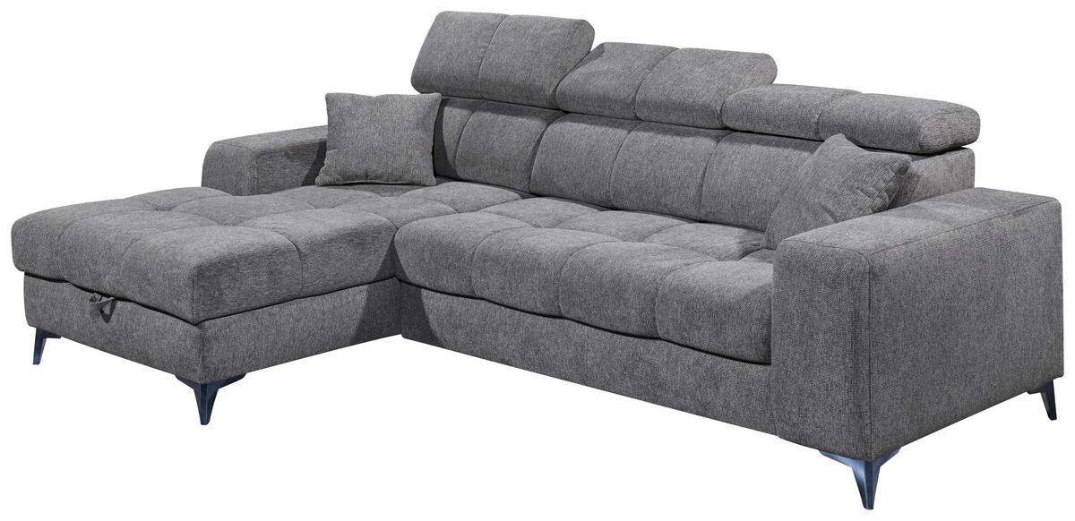 ECKSOFA in Chenille Anthrazit  - Anthrazit/Schwarz, Konventionell, Kunststoff/Textil (172/268cm) - MID.YOU