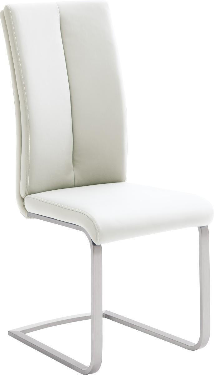 SCHWINGSTUHL  in Edelstahl Lederlook  - Edelstahlfarben/Creme, Design, Textil/Metall (42/104/61cm) - Novel