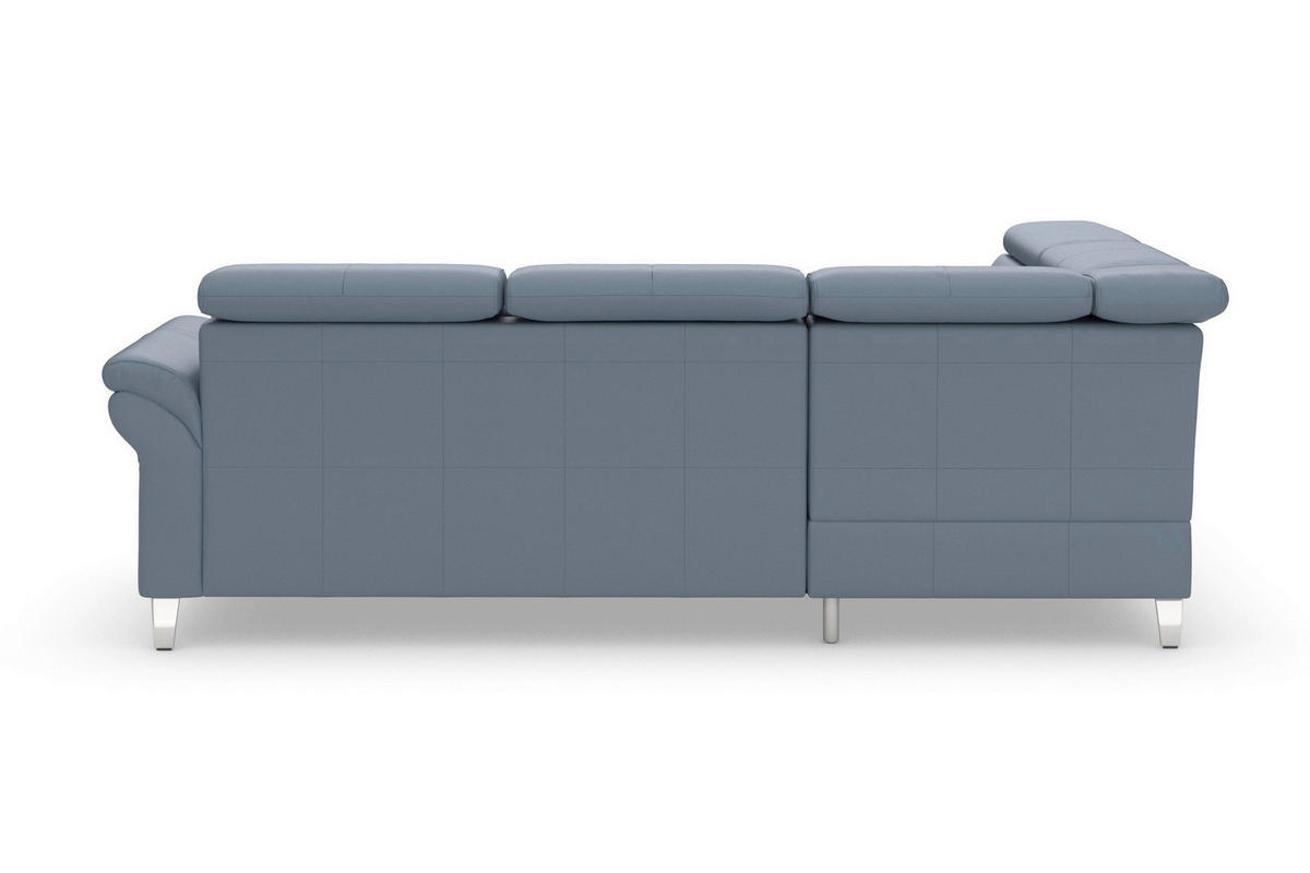 ROHOVÁ SEDAČKA, kůže, šedomodrá - šedomodrá/barvy chromu, Basics, kov/kůže (194/245cm) - Sit & More