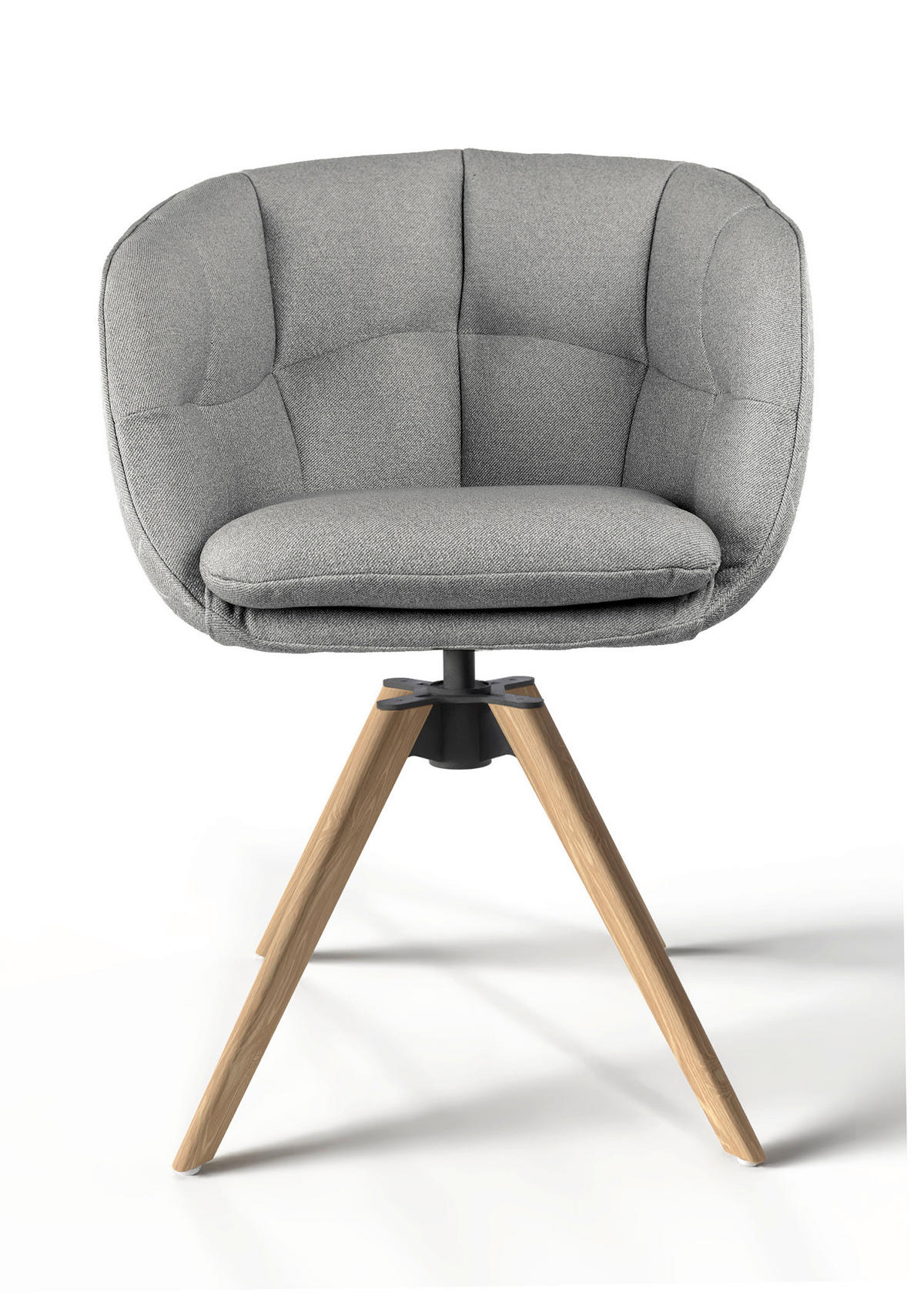 ARMLEHNSTUHL  Sitzfläche 360° drehbar, Gestellauswahl, automatische Rückholfunktion, ergonomische Rückenlehne, Stoff-/Lederauswahl Jacquard  Hellgrau  - Eichefarben/Hellgrau, Design, Holz/Textil (56/85/64cm) - Dieter Knoll