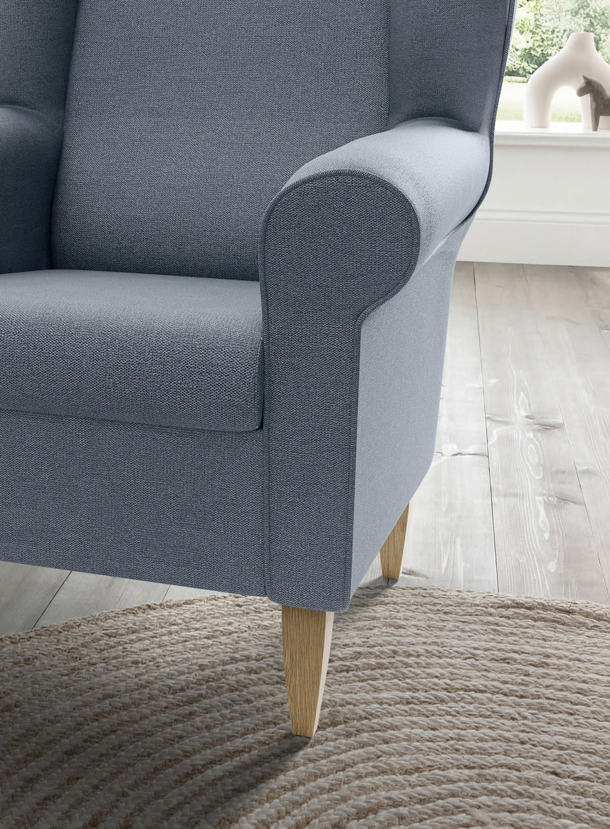 SESSELSET Struktur Blau  - Blau/Naturfarben, Konventionell, Holz/Textil (80/102/86cm) - Livetastic