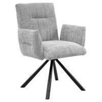 ARMLEHNSTUHL  in Eisen Leinenoptik  - Hellgrau/Schwarz, Design, Textil/Metall (68cm) - Hom`in