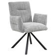 ARMLEHNSTUHL  Stoffauswahl, Sitzfläche 360° drehbar, inklusive Armlehnen Leinenoptik  - Hellgrau/Schwarz, Design, Textil/Metall (68/88/66cm) - Hom`in