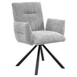ARMLEHNSTUHL  Stoffauswahl, Sitzfläche 360° drehbar, inklusive Armlehnen Leinenoptik  - Hellgrau/Schwarz, Design, Textil/Metall (68/88/66cm) - Hom`in