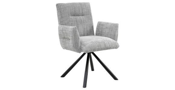 ARMLEHNSTUHL  Stoffauswahl, Sitzfläche 360° drehbar, inklusive Armlehnen Leinenoptik  - Hellgrau/Schwarz, Design, Textil/Metall (68/88/66cm) - Hom`in