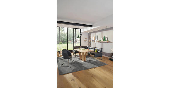 ECKBANK 171/236 cm in Graphitfarben, Edelstahlfarben - Edelstahlfarben/Dunkelgrau, Design, Leder/Metall (171/236cm) - Dieter Knoll