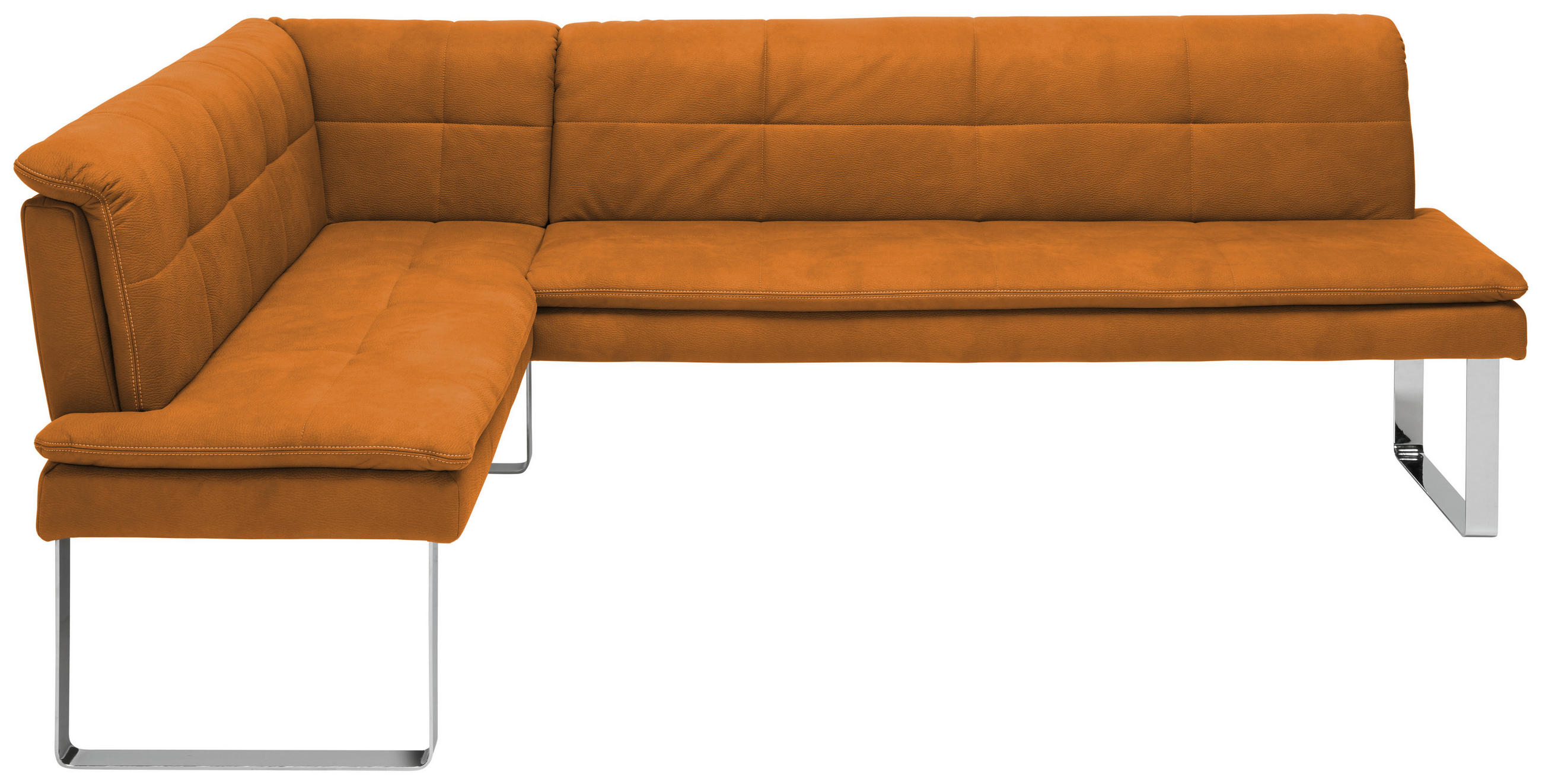 ECKBANK 174/253 cm Mikrofaser Gelb, Chromfarben Metall   - Chromfarben/Gelb, Design, Textil/Metall (174/253cm) - Novel