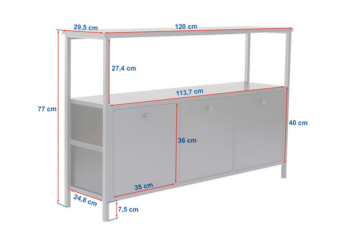 KOMMODE , 120/77/30 cm,  - Walnussfarben/Schwarz, MODERN, Holzwerkstoff (120/77/30cm) - MID.YOU