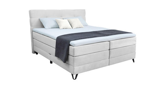 BOXSPRINGBETT 160/200 cm  in Weiß  - Schwarz/Weiß, KONVENTIONELL, Textil/Metall (160/200cm) - Carryhome