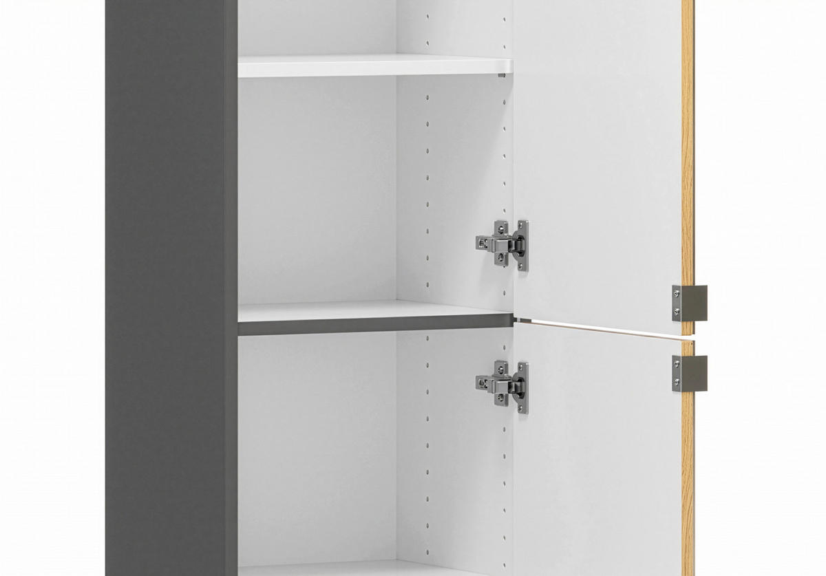 SPIEGELSCHRANK 40/180/35 cm  - Wildeiche/Edelstahlfarben, Trend, Holzwerkstoff/Metall (40/180/35cm) - Held