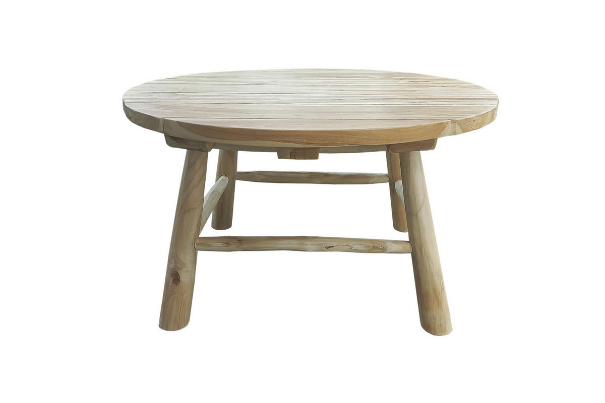 COUCHTISCH Teakholz massiv 80/80/41 cm rund Naturfarben  - Naturfarben, Design, Holz (80/80/41cm) - Livetastic
