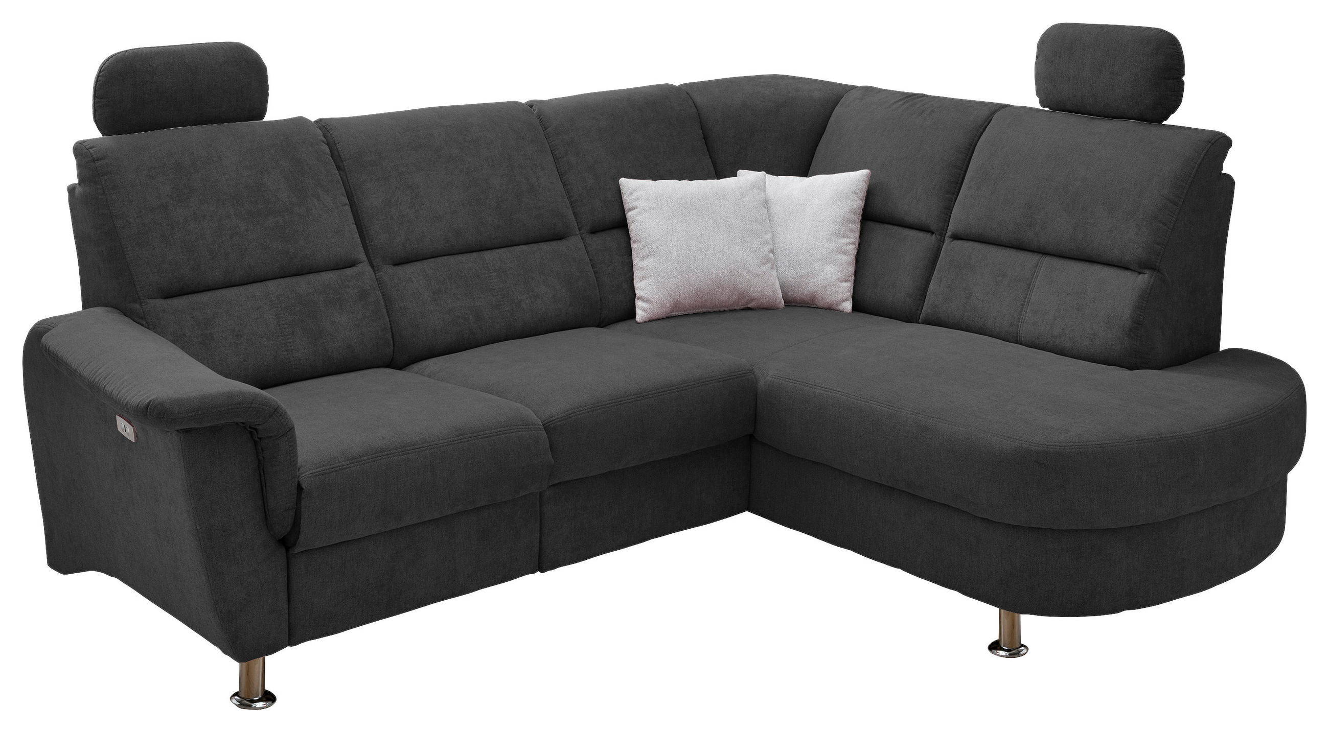 ECKSOFA in Mikrofaser Schwarz  - Chromfarben/Schwarz, Konventionell, Textil/Metall (231/184cm) - Livetastic