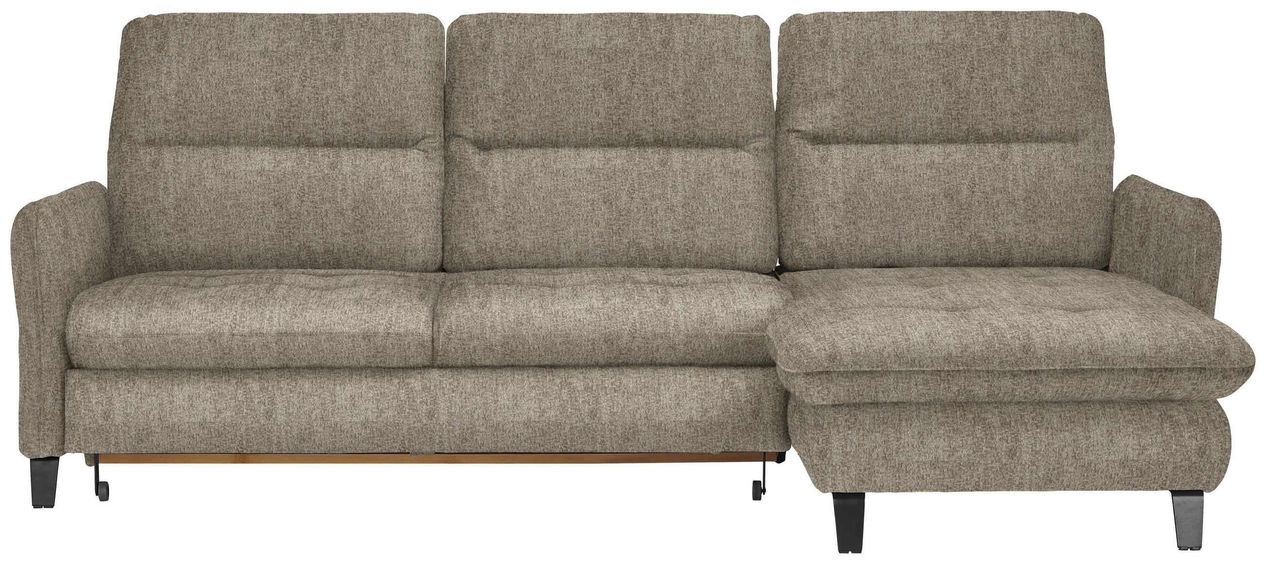 ECKSOFA Greige Chenille  - Greige/Schwarz, KONVENTIONELL, Textil/Metall (254/190cm) - Livetastic