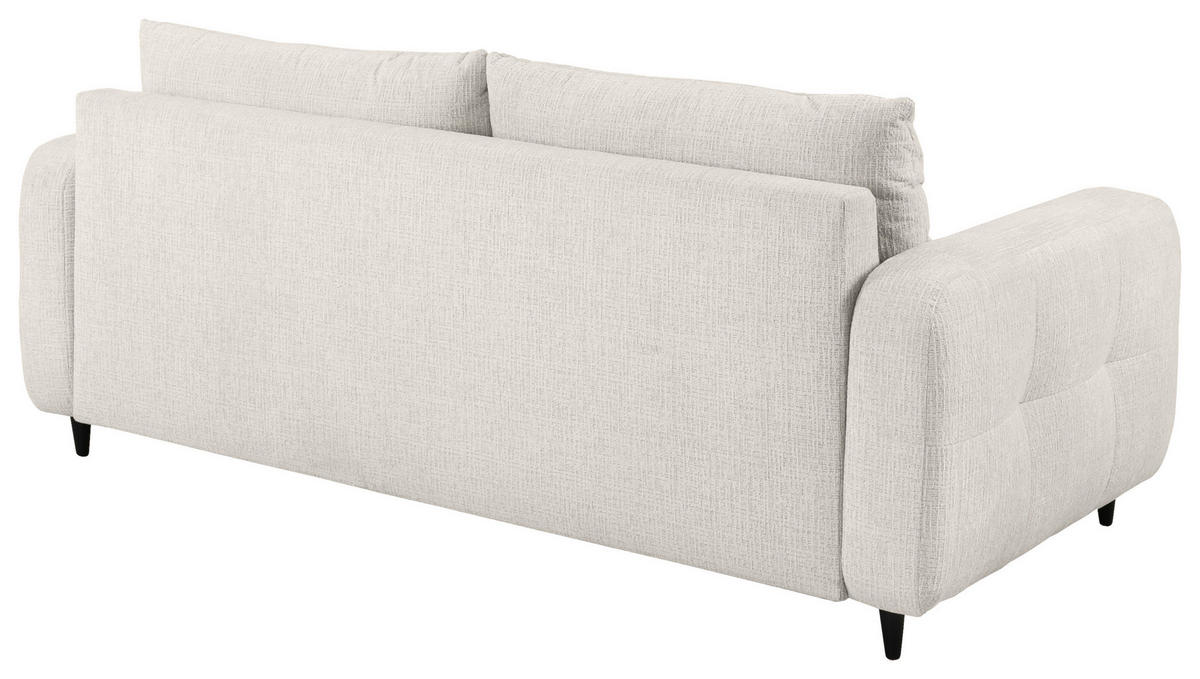 2,5-SITZER Flachgewebe Perlmutt  - Perlmutt/Schwarz, Design, Holz/Textil (209/88/101cm) - Lomoco
