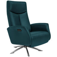 RELAXSESSEL Echtleder Relaxfunktion, Fußteilverstellung    - Blau/Silberfarben, Design, Leder/Metall (73/105/82cm) - Welnova