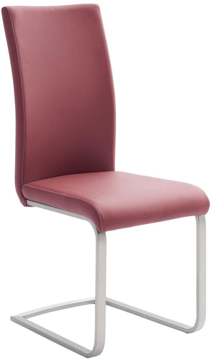 SCHWINGSTUHL  in Edelstahl Lederlook  - Edelstahlfarben/Bordeaux, Design, Textil/Metall (42/102/58cm) - Novel
