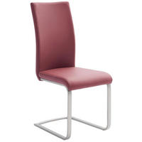 SCHWINGSTUHL  in Edelstahl Lederlook  - Edelstahlfarben/Bordeaux, Design, Textil/Metall (42/102/58cm) - Novel