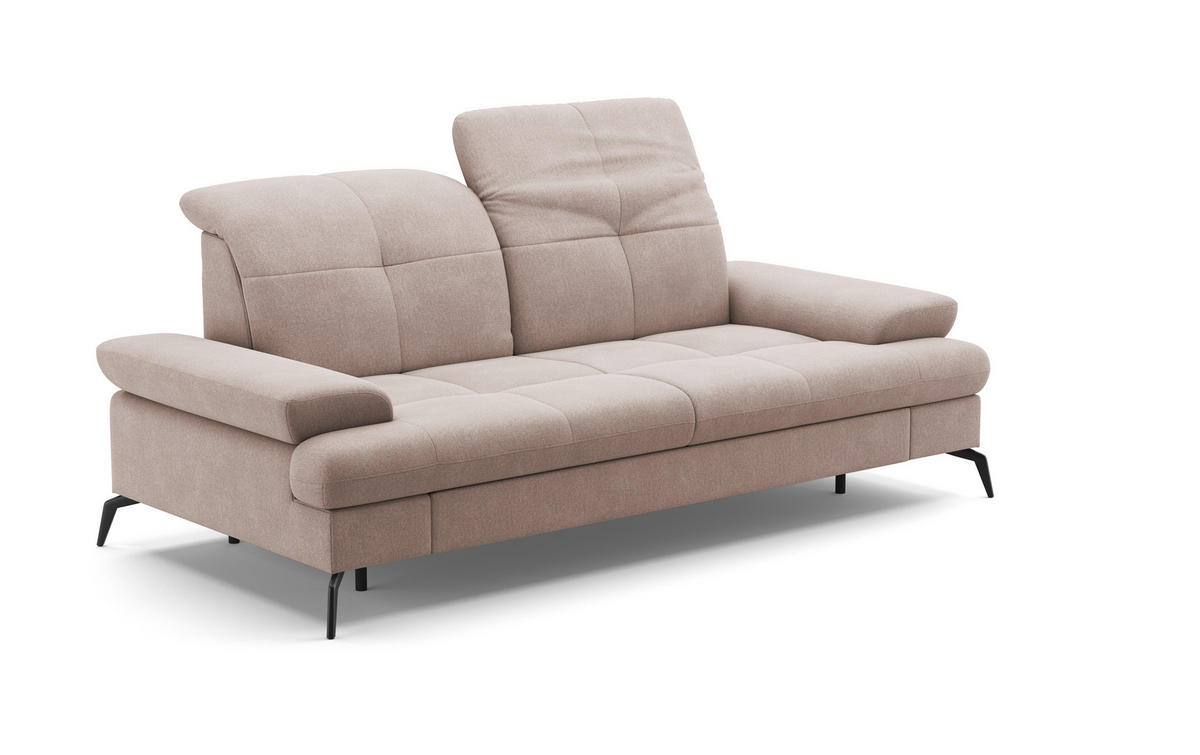 2,5-SITZER in Flachgewebe Greige  - Greige/Schwarz, Konventionell, Textil/Metall (202/90/122cm) - Sit & More