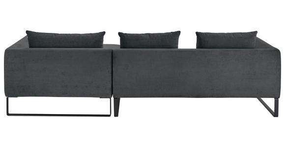 ECKSOFA in Feincord Anthrazit  - Anthrazit/Schwarz, KONVENTIONELL, Textil/Metall (284/178cm) - Hom`in