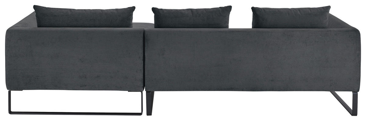 ECKSOFA Anthrazit Feincord  - Anthrazit/Schwarz, KONVENTIONELL, Textil/Metall (284/178cm) - Hom`in