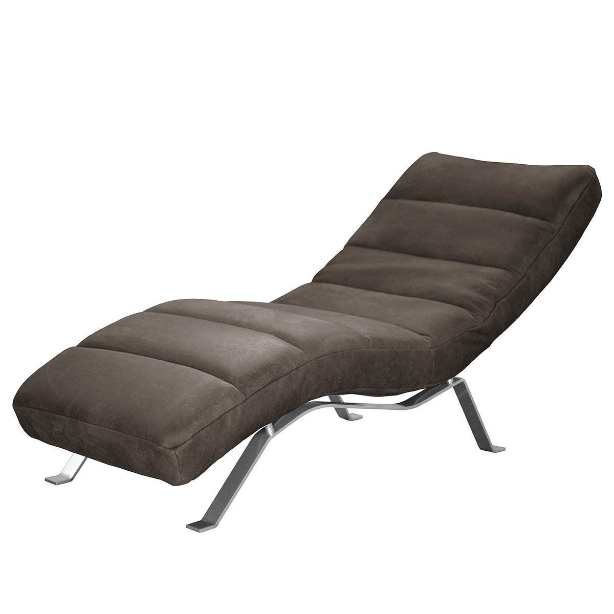 RELAXLIEGE in Echtleder Dunkelgrau  - Dunkelgrau/Silberfarben, Design, Leder/Metall (65/65-95/171cm) - Livetastic