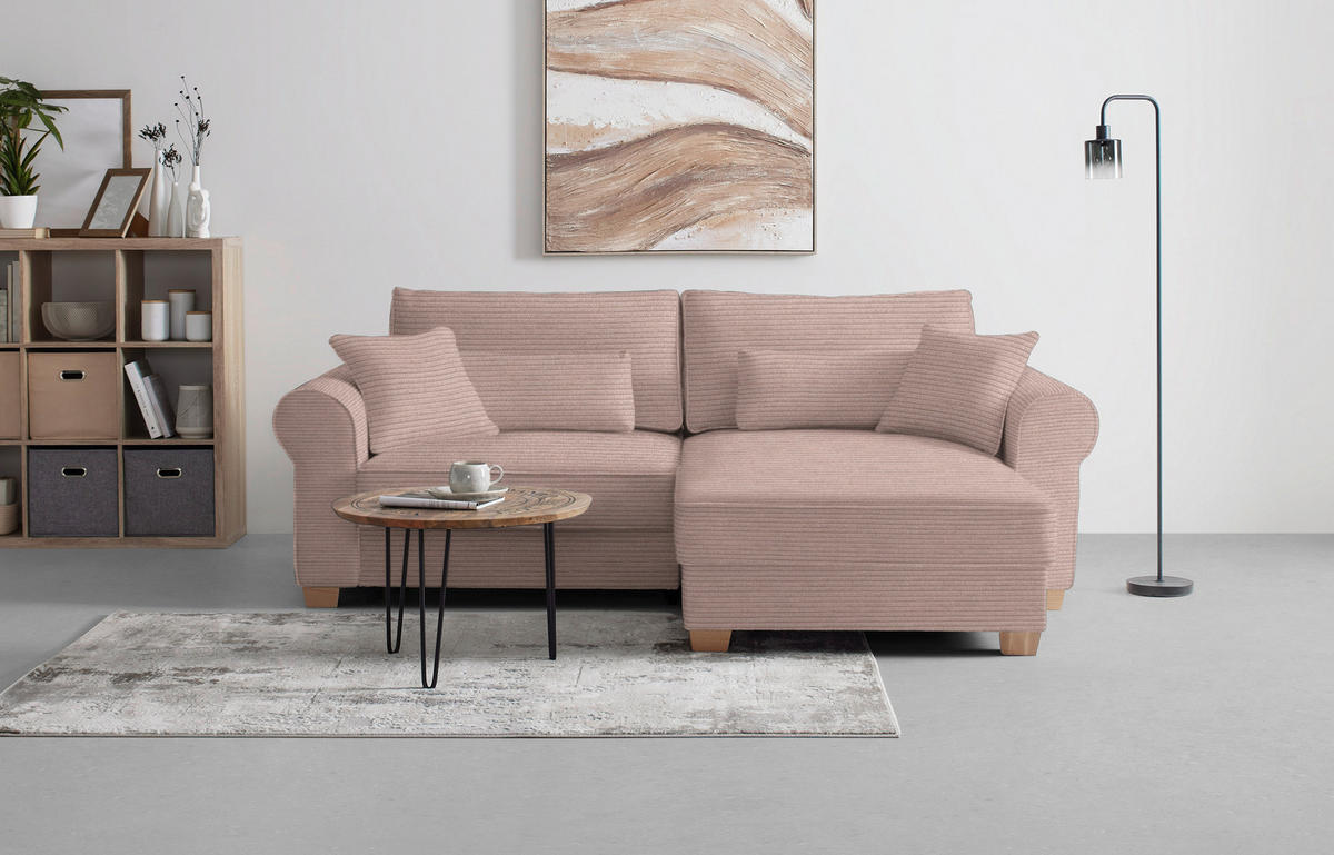 HÖRNSOFFA i rosa  - rosa, Modern, trämaterial/trä (255/185cm) - MID.YOU