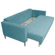 SCHLAFSOFA Cord Türkis  - Türkis/Schwarz, KONVENTIONELL, Textil/Metall (222/93/98cm) - Carryhome