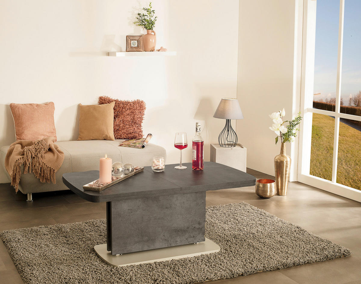 COUCHTISCH in Holzwerkstoff 110-180/63/53-72 cm  - Anthrazit/Silberfarben, KONVENTIONELL, Holzwerkstoff (110-180/63/53-72cm) - Venda