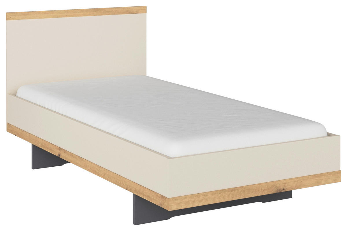 BETT - Champagner/Eiche Artisan, Design (100/200cm) - Stylife