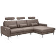 ECKSOFA Taupe Mikrofaser  - Taupe/Schwarz, KONVENTIONELL, Textil/Metall (302/180cm) - Carryhome