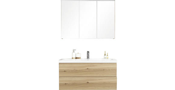 BADEZIMMER 105 cm  - Eichefarben, Design, Glas/Holz (105cm) - Novel