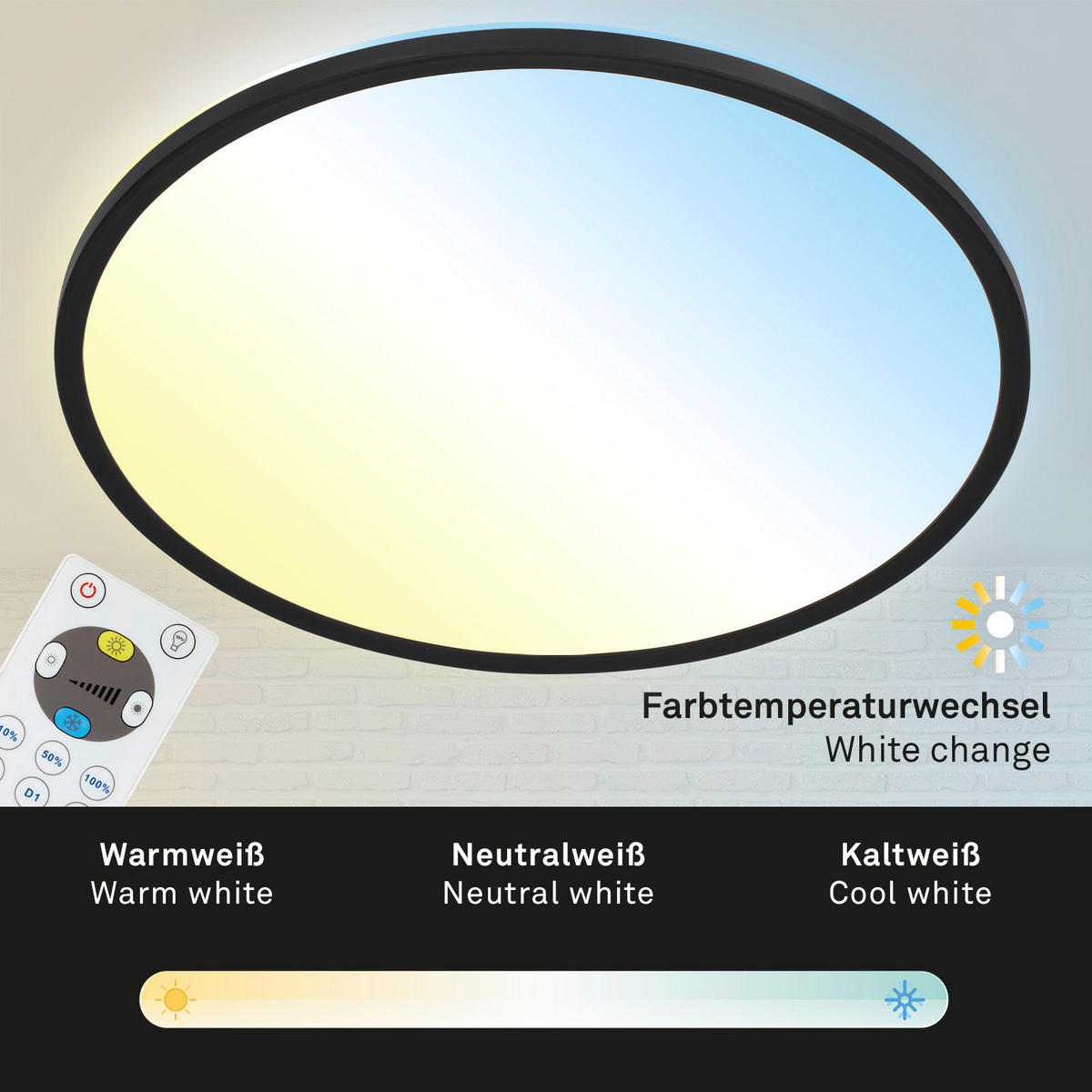 LED-PANEEL 42/2.9 cm   - Schwarz, Design, Kunststoff (42/2.9cm) - Briloner